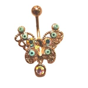 Butterfly dangle belly banana ring.